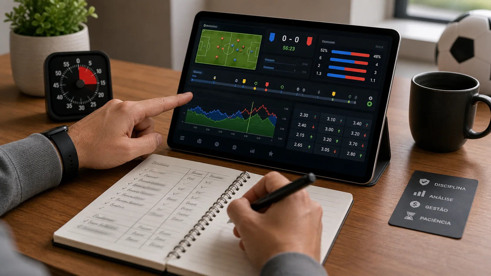 Análise de partida ao vivo com estatísticas, odds e limites de aposta